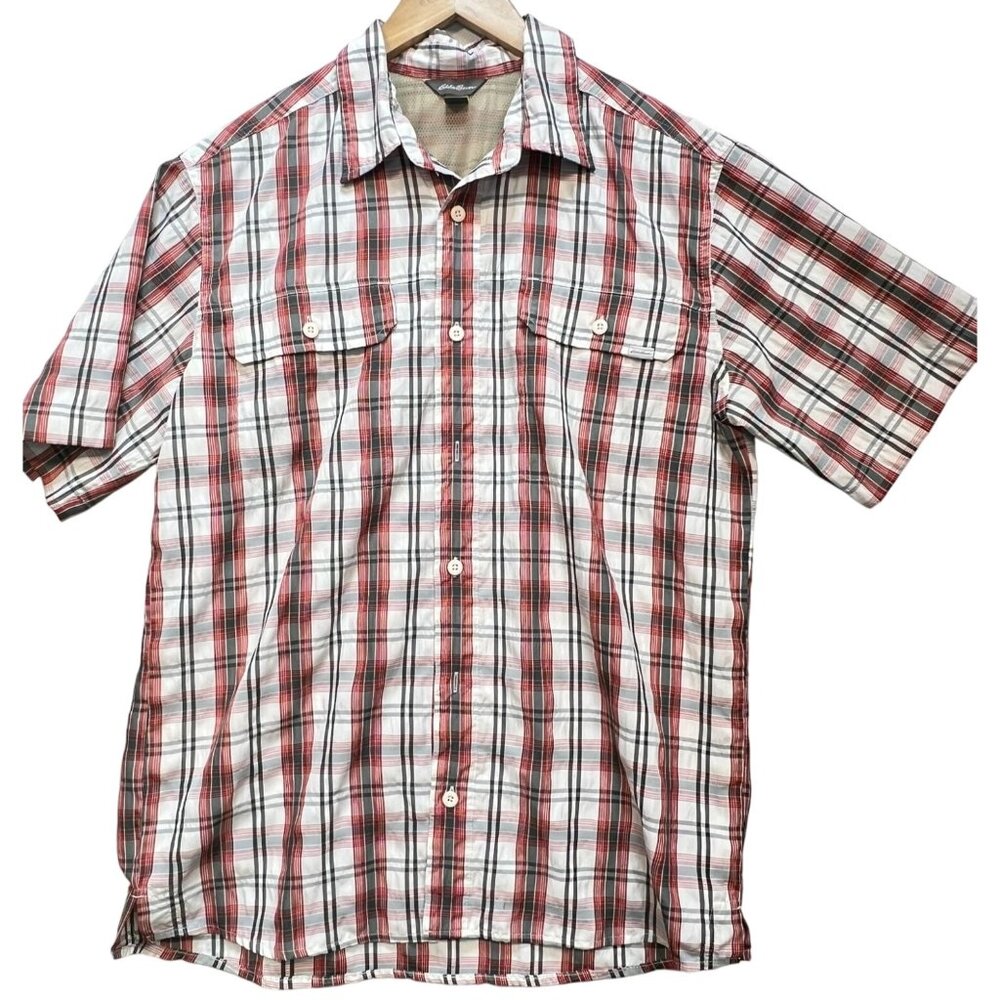 Eddie Bauer Men's Travex Button Up Shirt Short Sleeve Summer Size M Multi Plaid